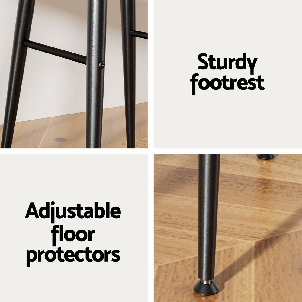 Artiss 4x Bar Stools Kitchen Dining Chairs Counter Round PU leather Lane Brown-5