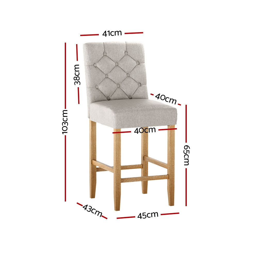 Artiss 2x Bar Stools Linen Upholstered Chairs-1