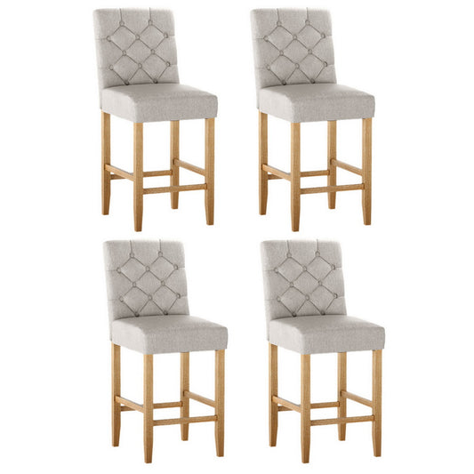 Artiss 4x Bar Stools Linen Upholstered Chairs-0