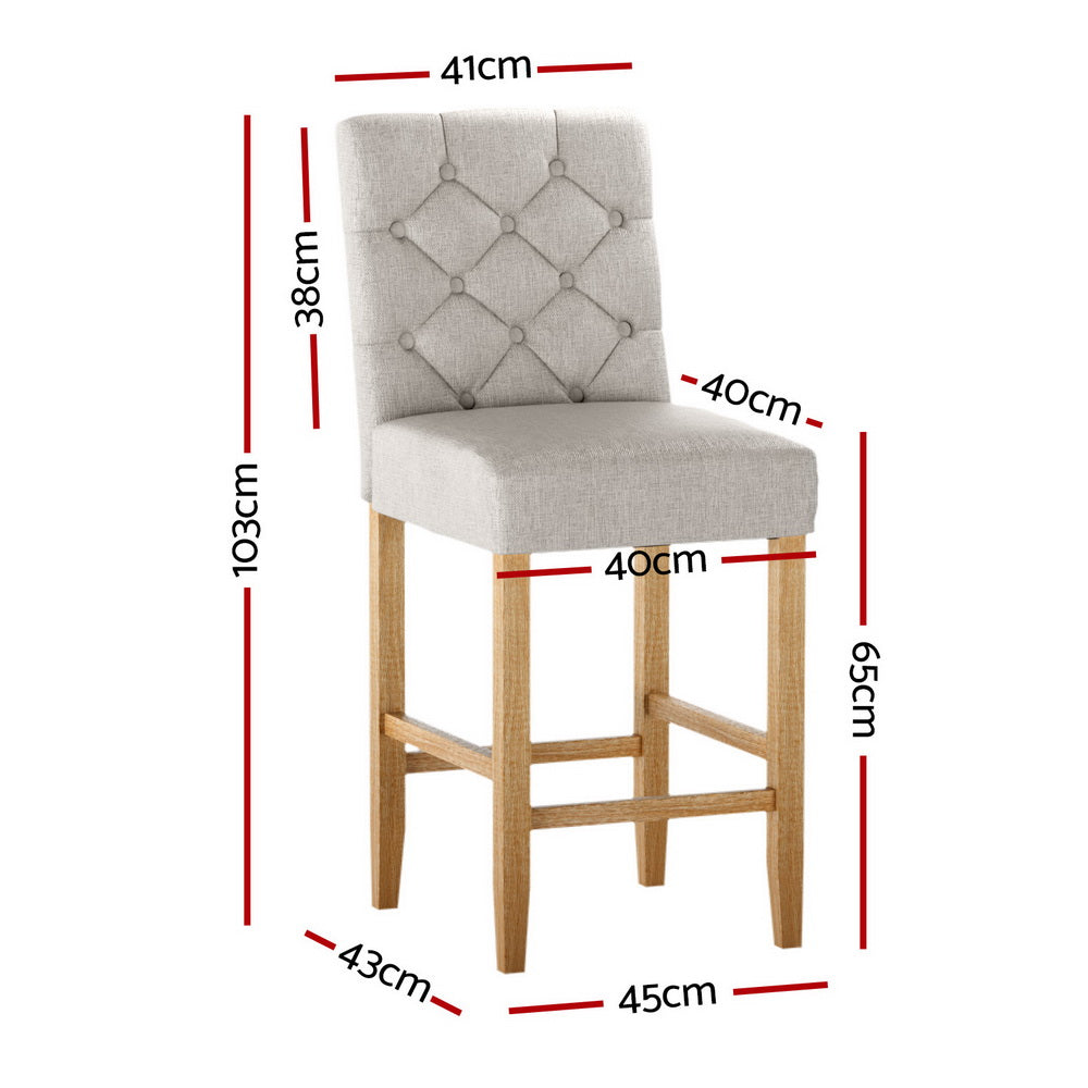 Artiss 4x Bar Stools Linen Upholstered Chairs-1