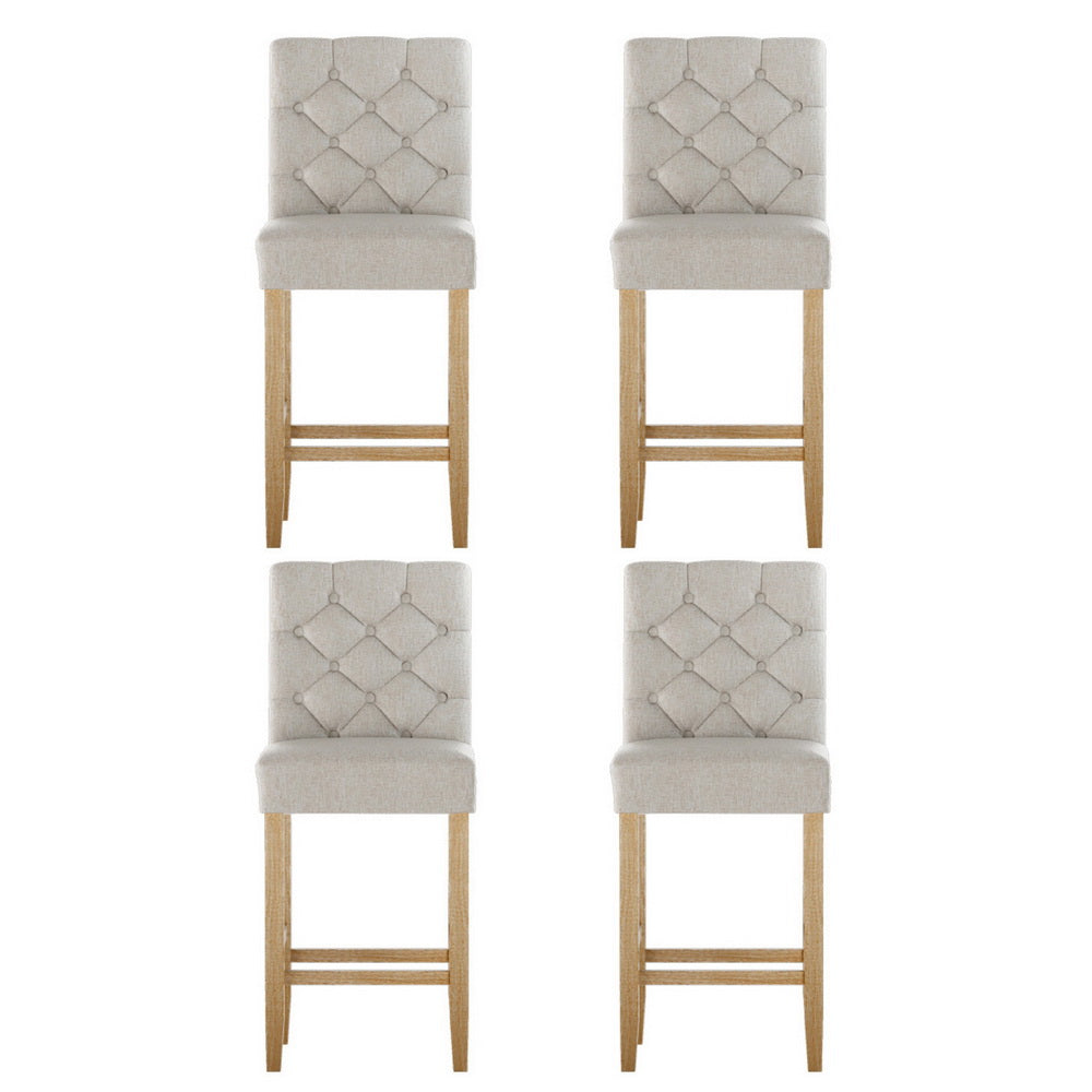 Artiss 4x Bar Stools Linen Upholstered Chairs-2