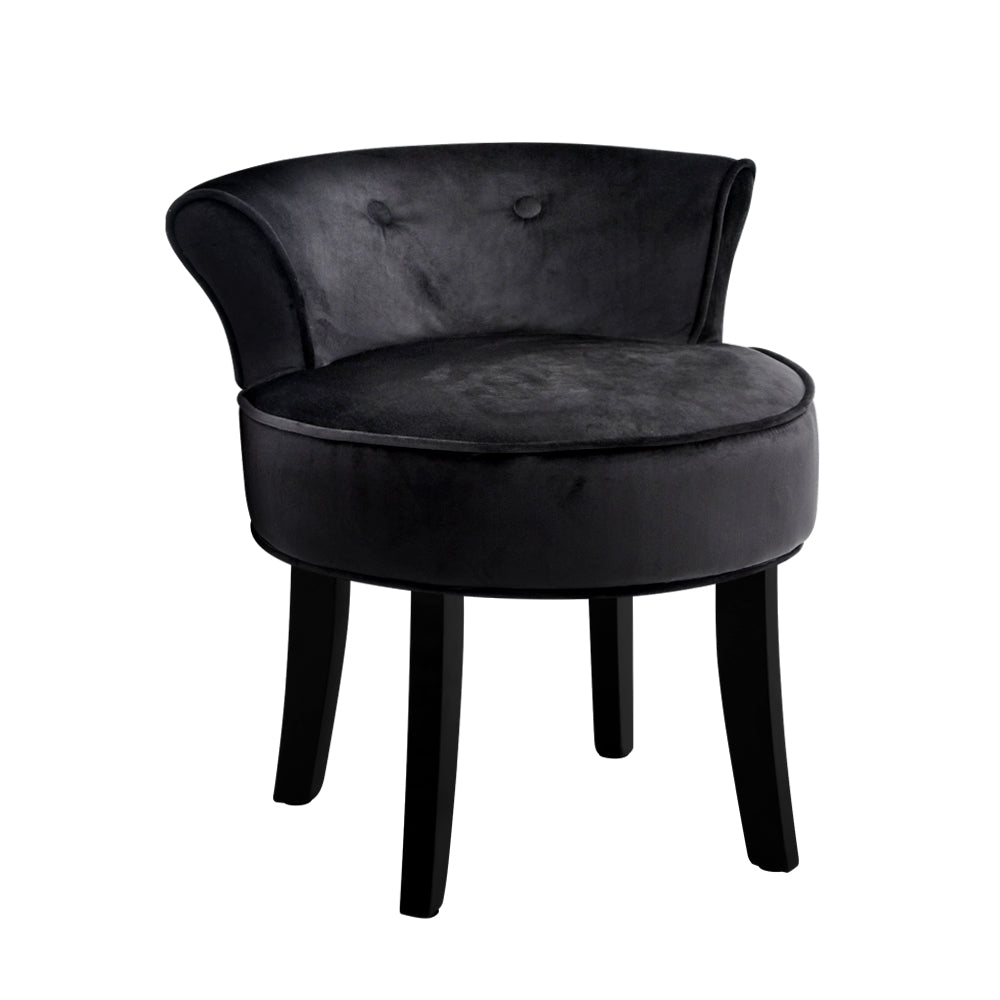 Artiss Vanity Stool Velvet Black Abella-0