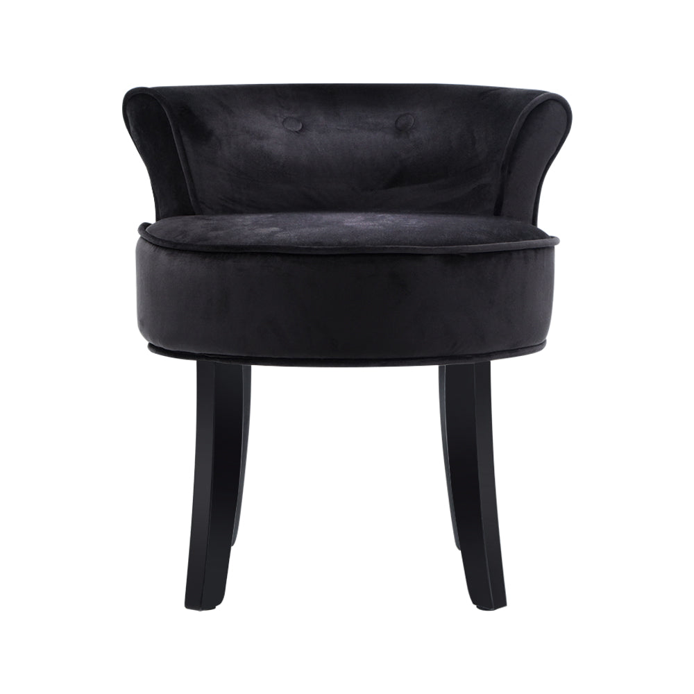 Artiss Vanity Stool Velvet Black Abella-2