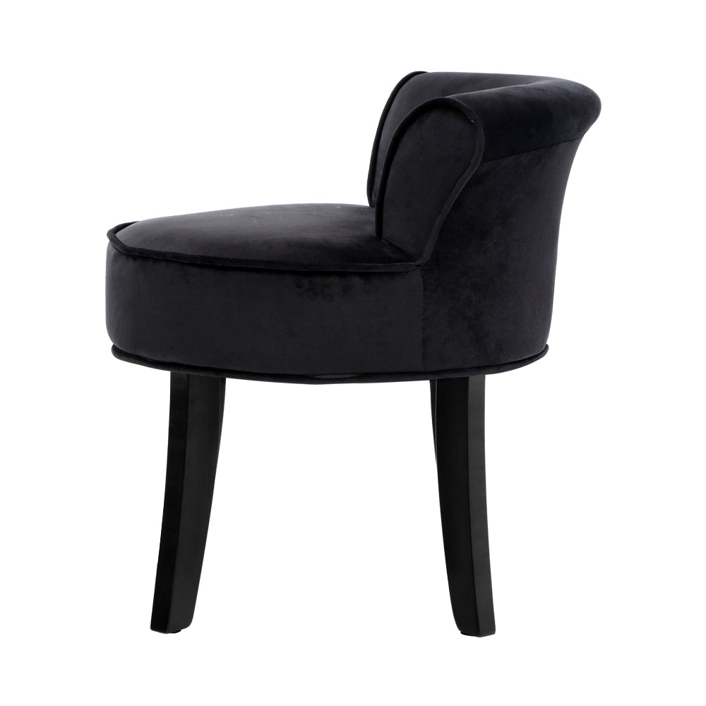 Artiss Vanity Stool Velvet Black Abella-3