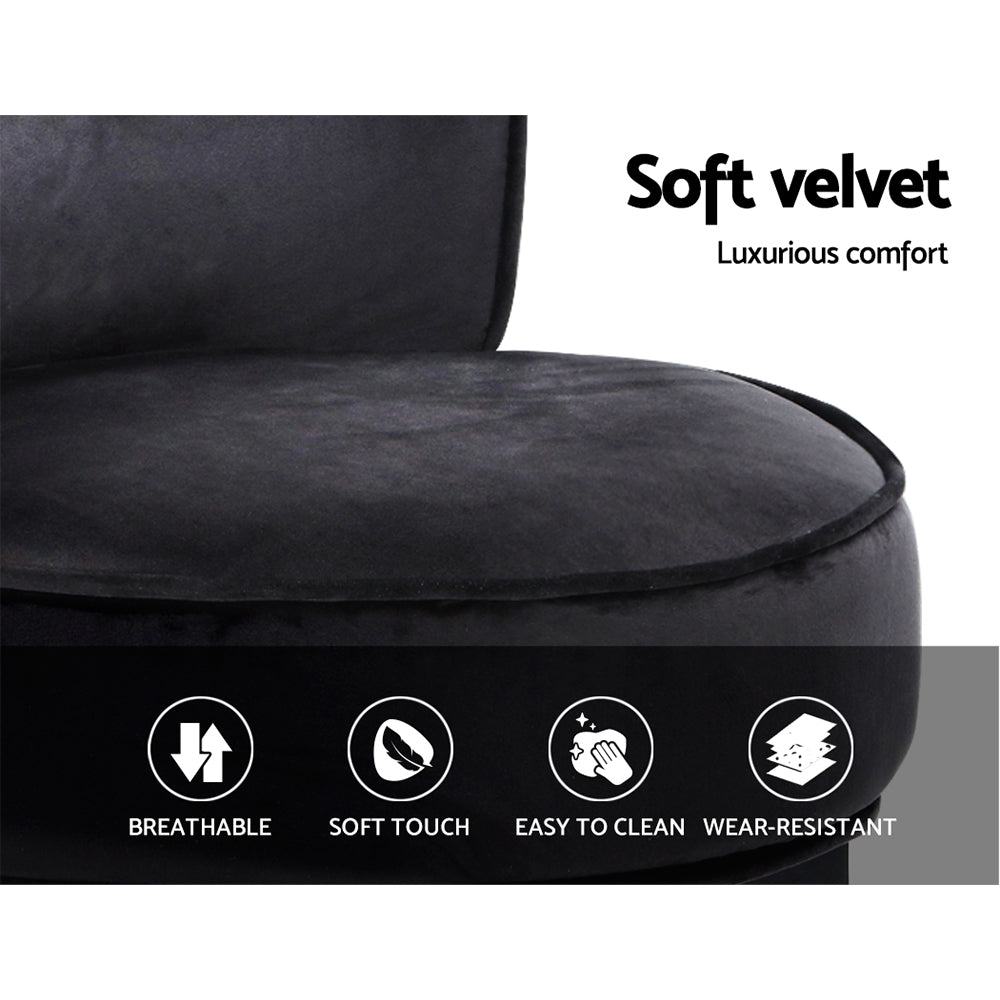 Artiss Vanity Stool Velvet Black Abella-5