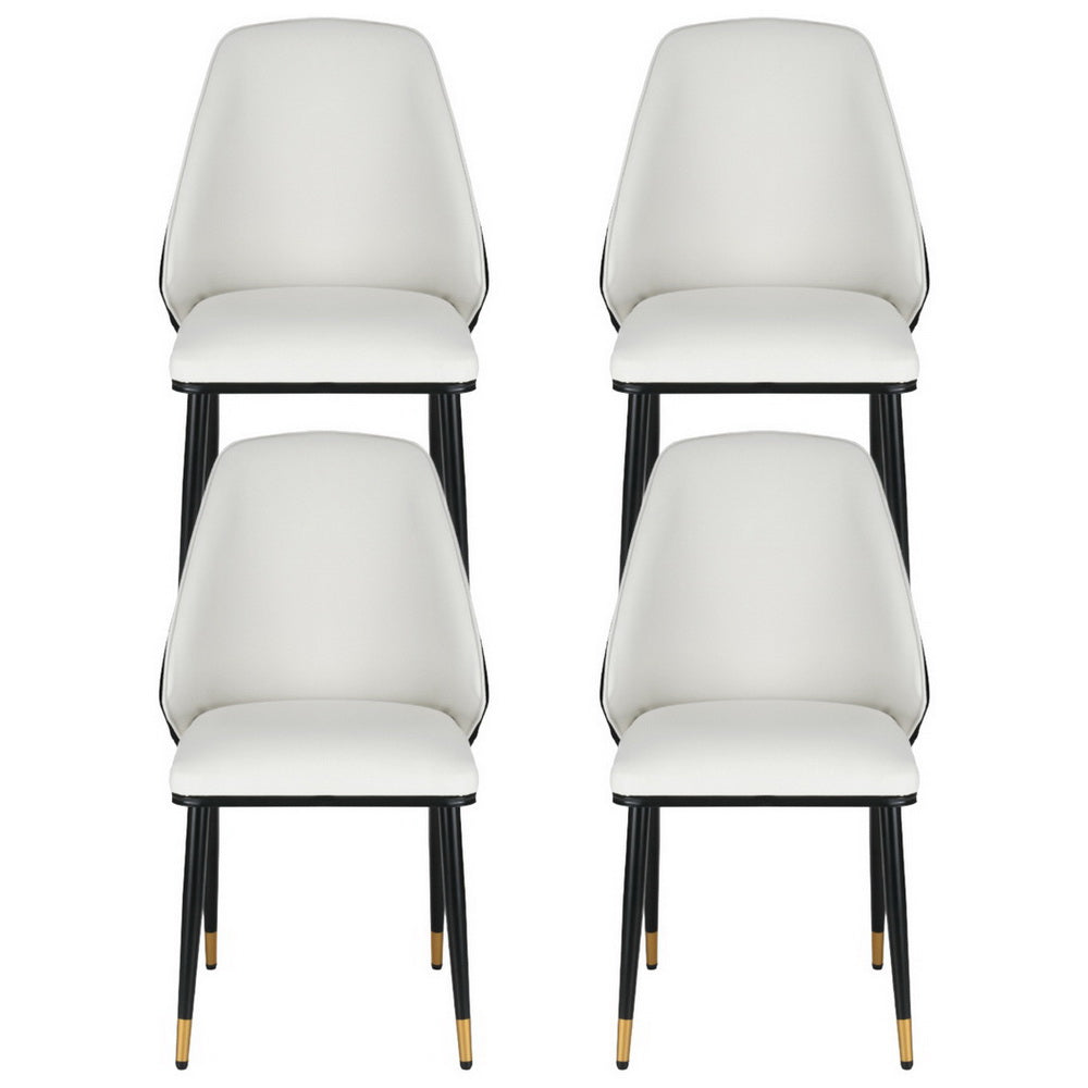 Artiss Dining Chairs Set of 4 Leather Seat Beige and Black-2