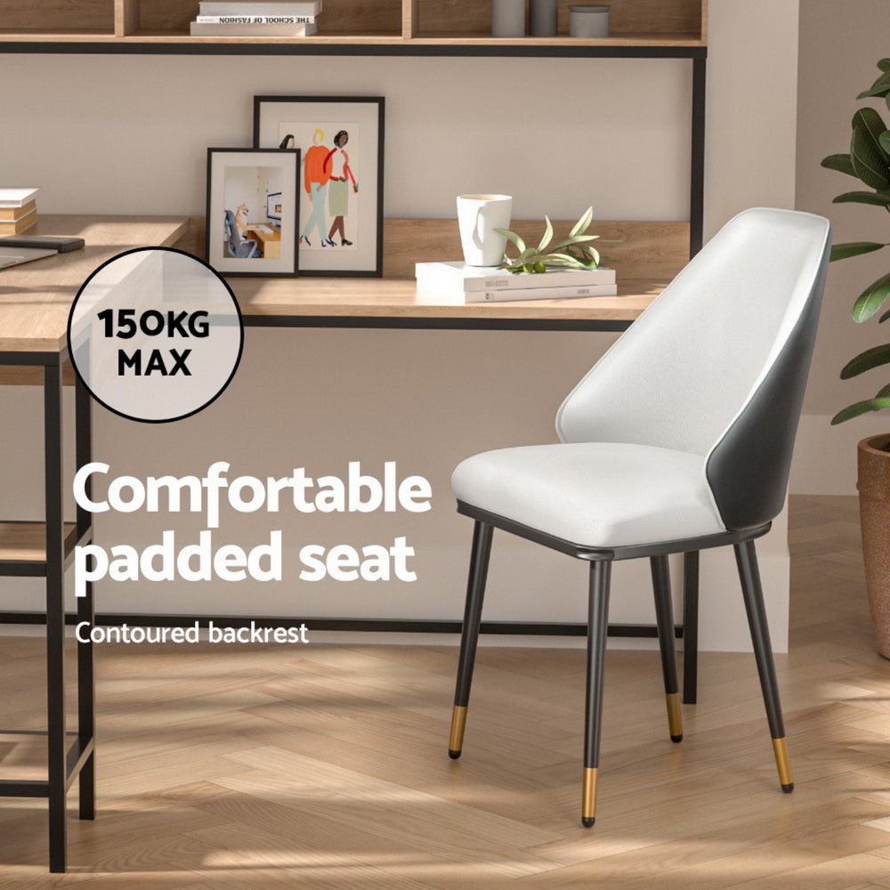 Artiss Dining Chairs Set of 4 Leather Seat Beige and Black-4