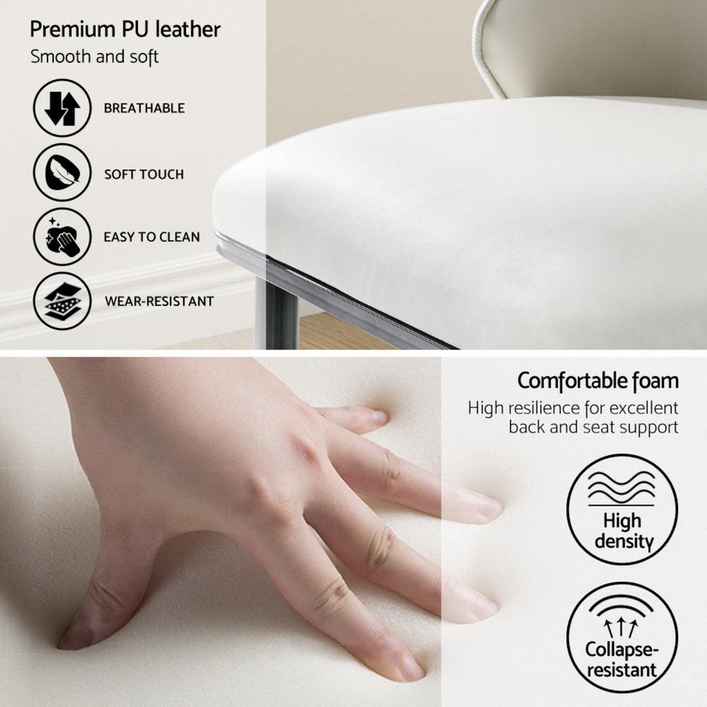 Artiss Dining Chairs Set of 4 Leather Seat Beige and Black-5