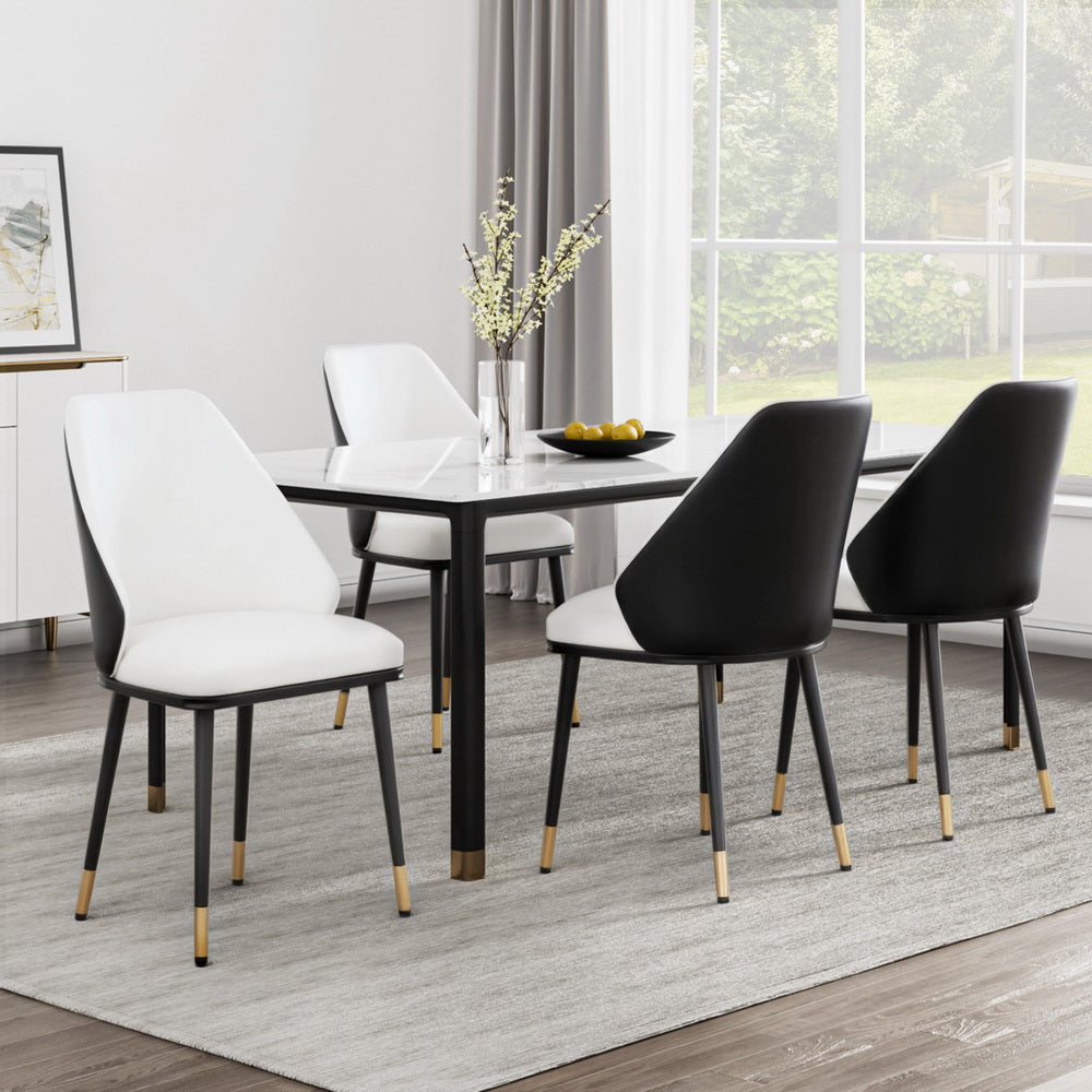 Artiss Dining Chairs Set of 4 Leather Seat Beige and Black-6