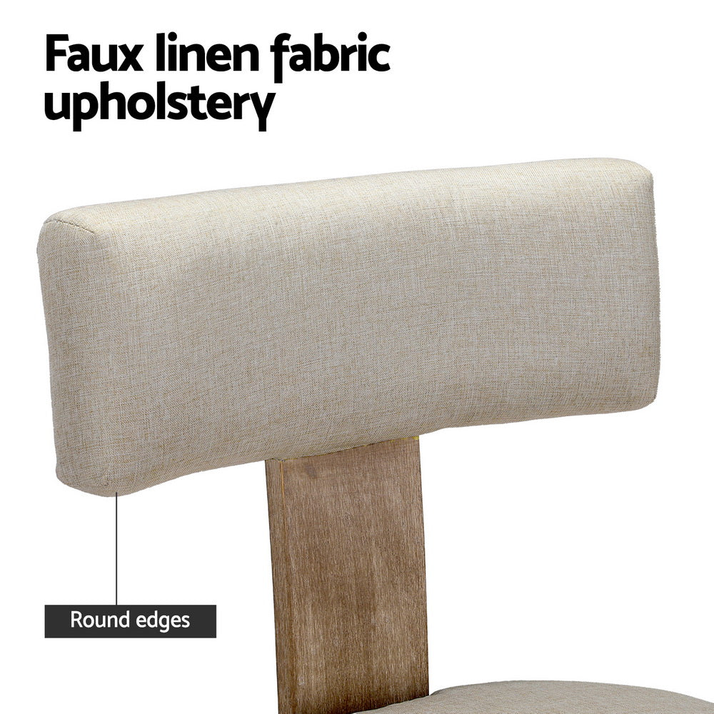 Artiss Dining Chairs Set of 4 Linen Fabric Wooden Beige-4