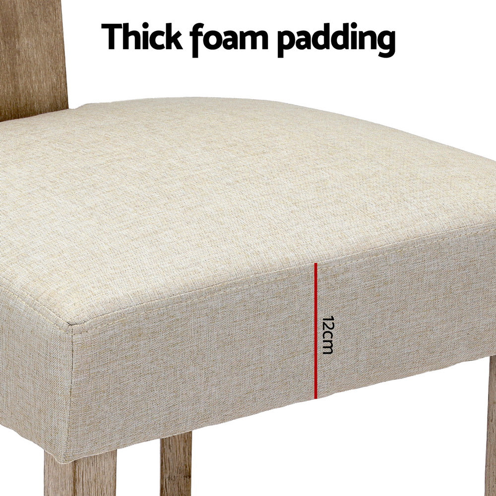 Artiss Dining Chairs Set of 4 Linen Fabric Wooden Beige-5