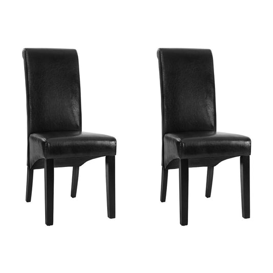 Artiss Dining Chairs Set of 2 Leather Parsons Chair Black-0