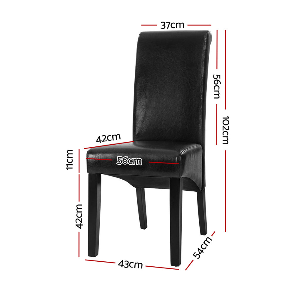 Artiss Dining Chairs Set of 2 Leather Parsons Chair Black-1