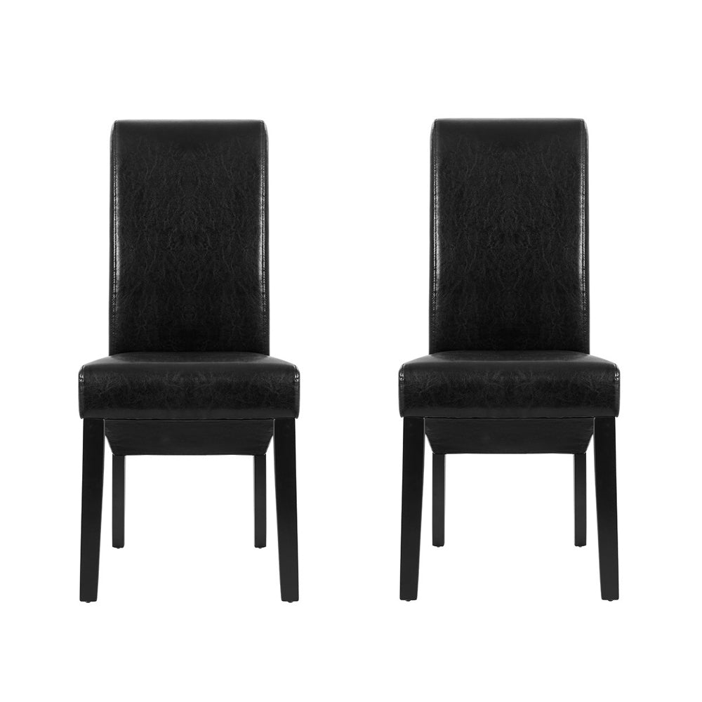 Artiss Dining Chairs Set of 2 Leather Parsons Chair Black-2