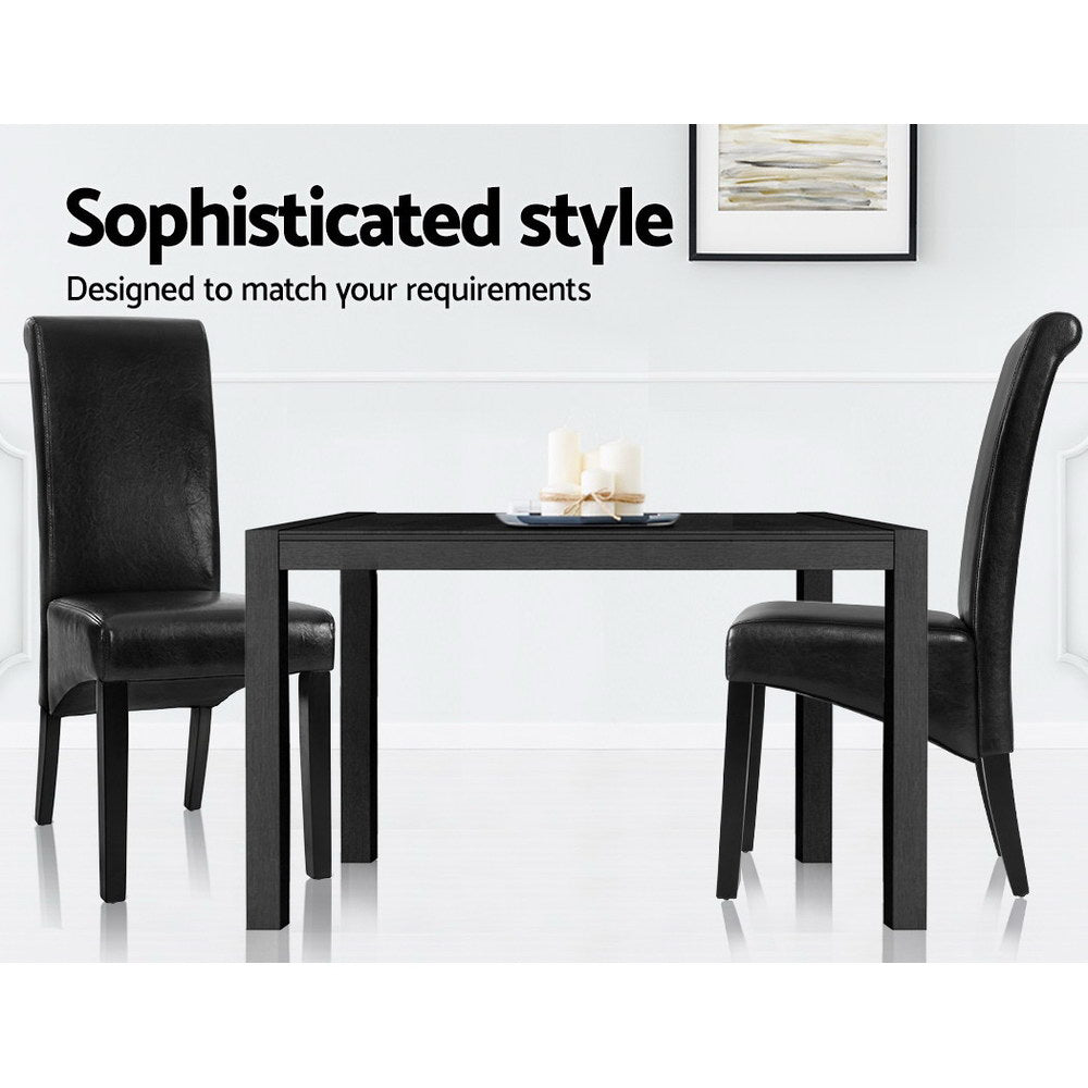 Artiss Dining Chairs Set of 2 Leather Parsons Chair Black-4