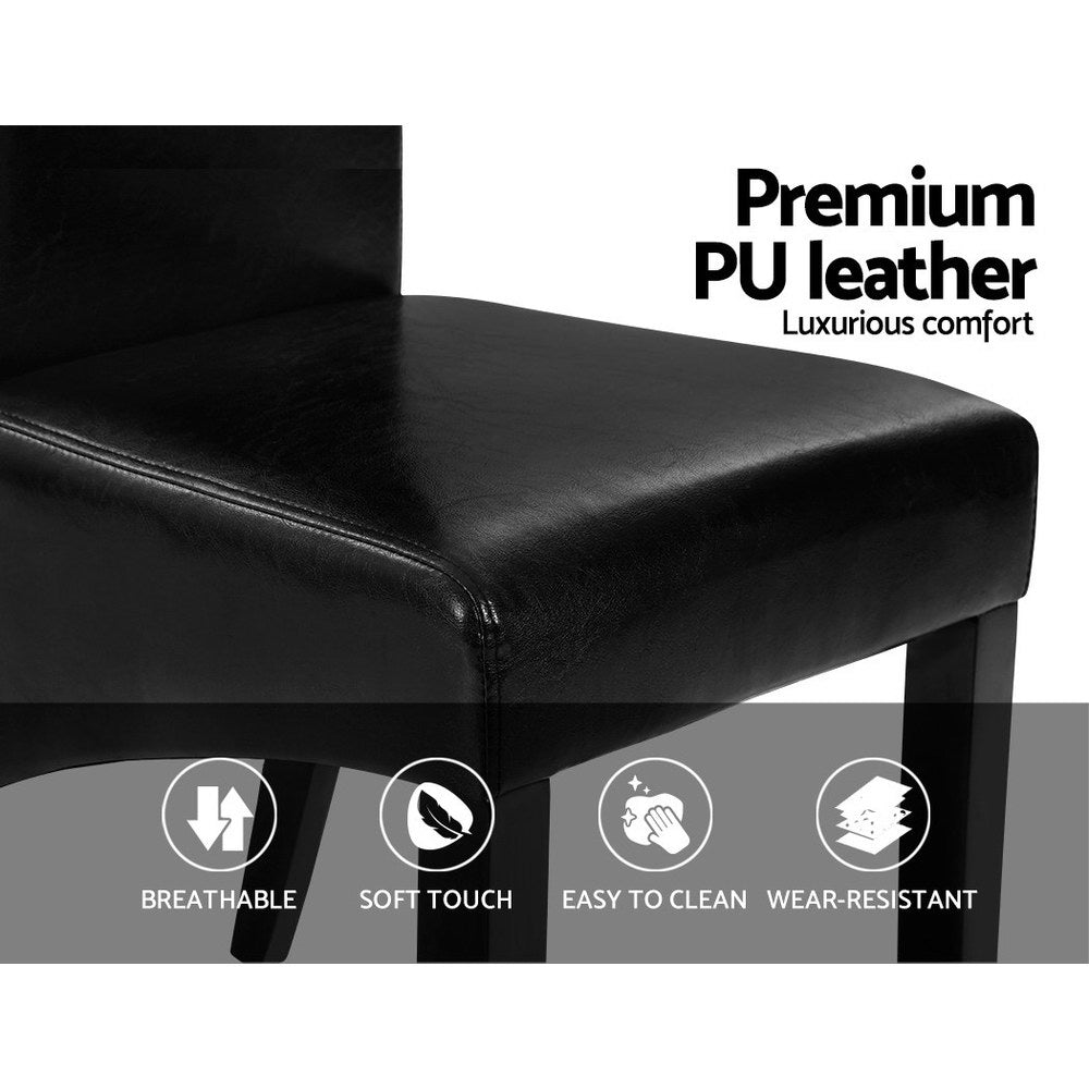 Artiss Dining Chairs Set of 2 Leather Parsons Chair Black-5