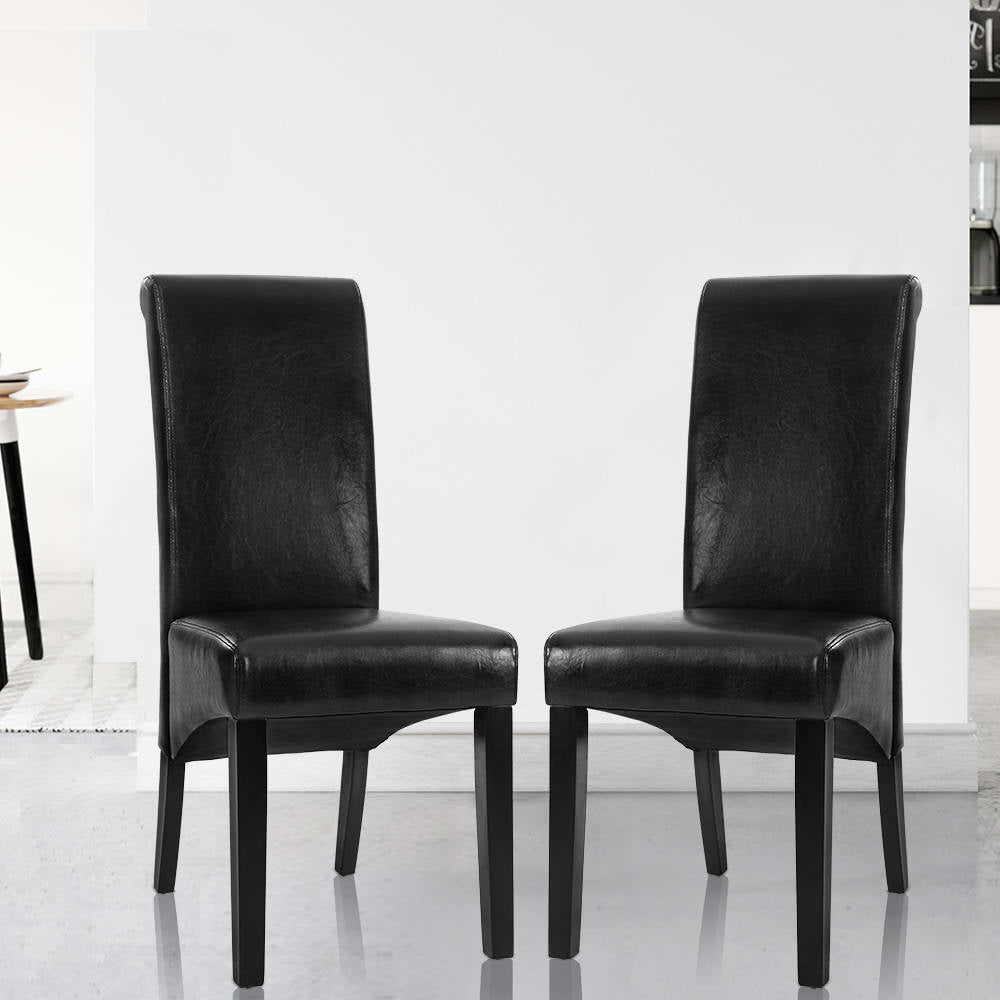 Artiss Dining Chairs Set of 2 Leather Parsons Chair Black-6