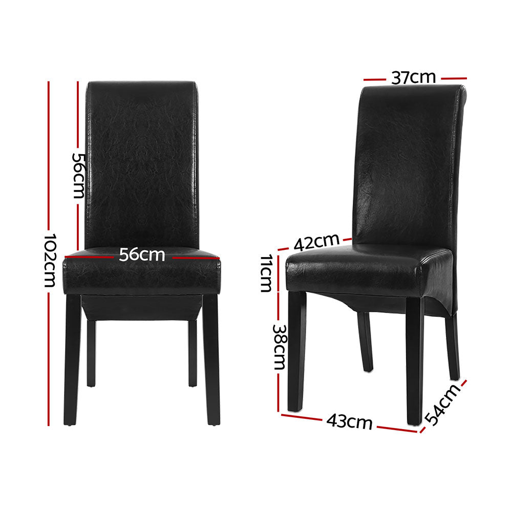 Artiss Dining Chairs Set of 2 Leather Parsons Chair Black-1