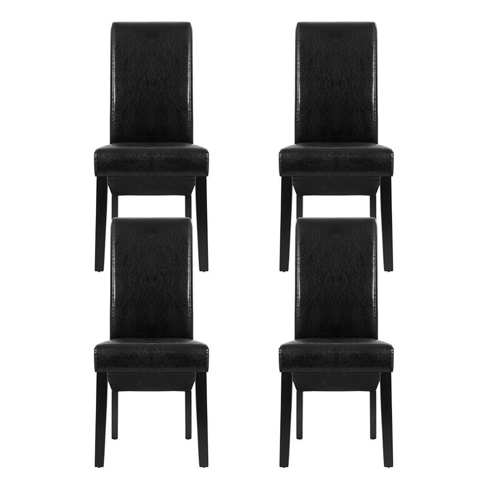 Artiss Dining Chairs Set of 2 Leather Parsons Chair Black-2