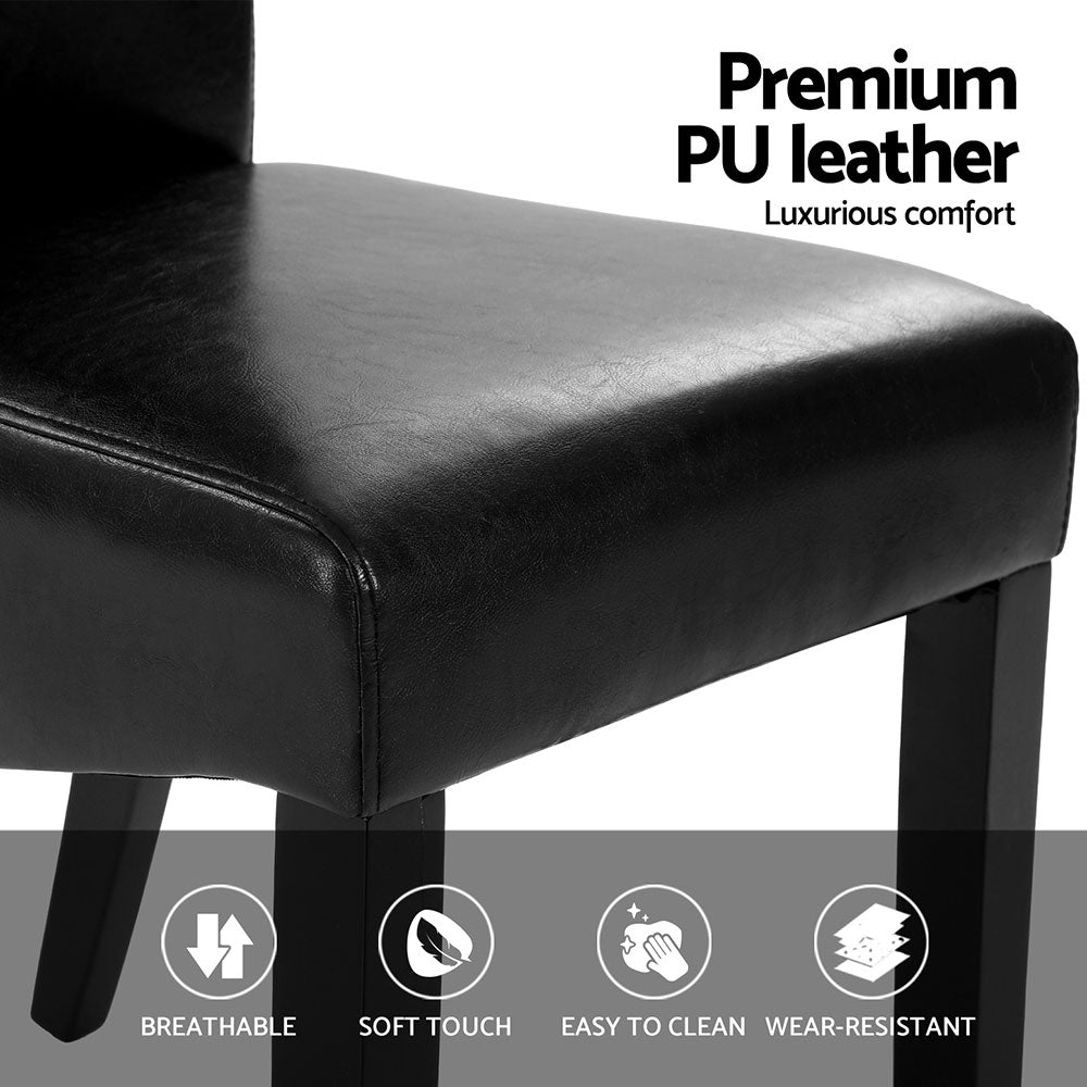 Artiss Dining Chairs Set of 2 Leather Parsons Chair Black-5