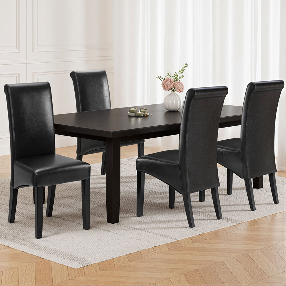 Artiss Dining Chairs Set of 2 Leather Parsons Chair Black-6