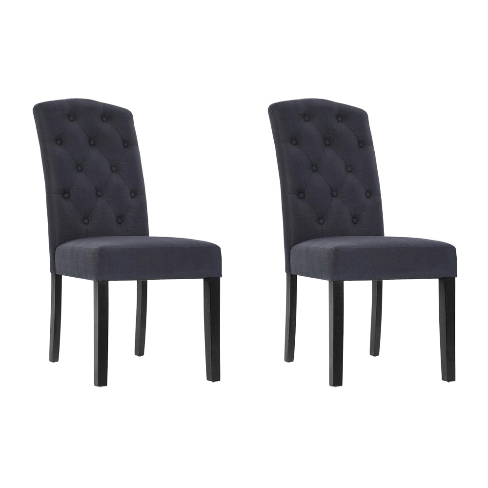 Artiss Dining Chairs Set of 2 Linen Parsons Chair Dark Grey-0