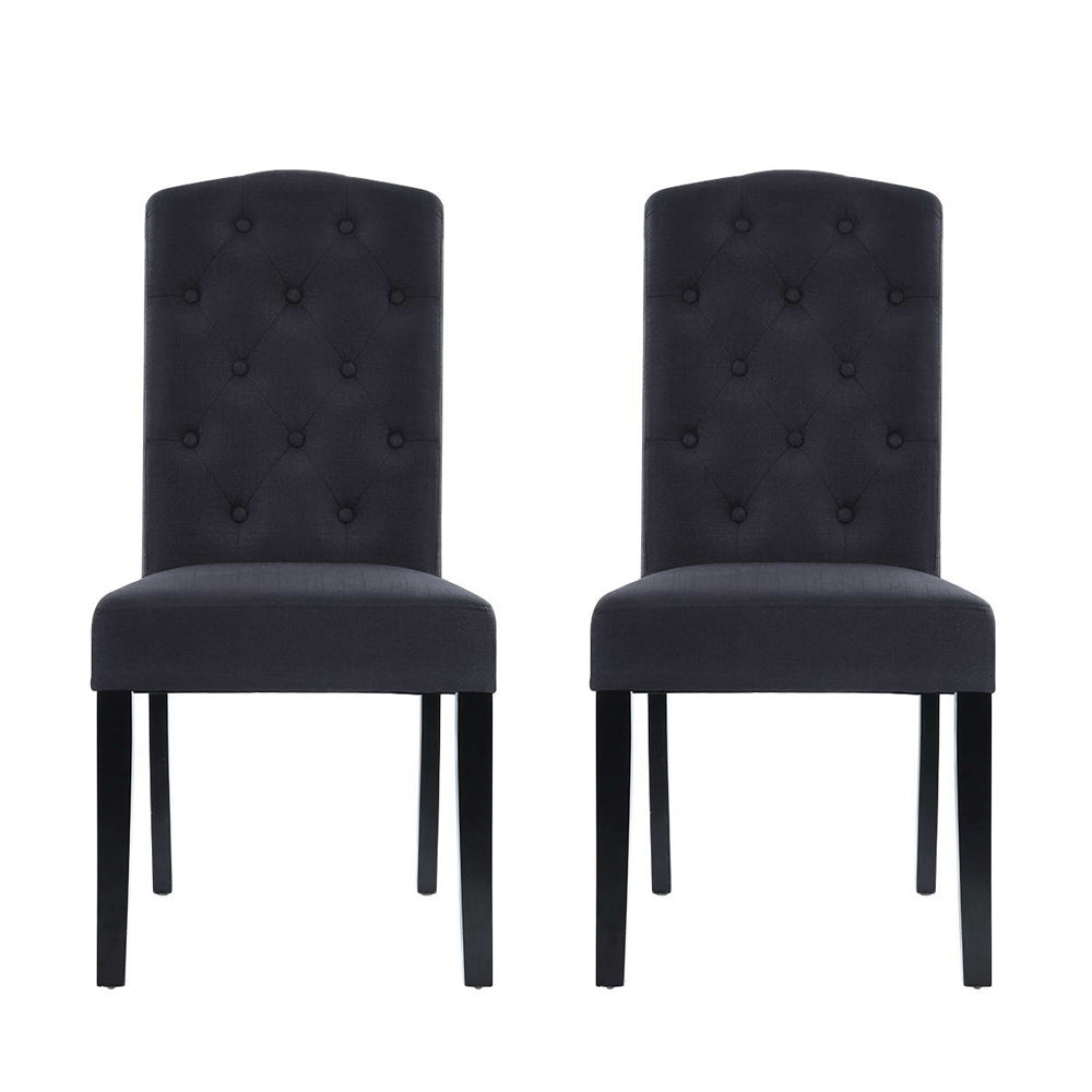 Artiss Dining Chairs Set of 2 Linen Parsons Chair Dark Grey-2