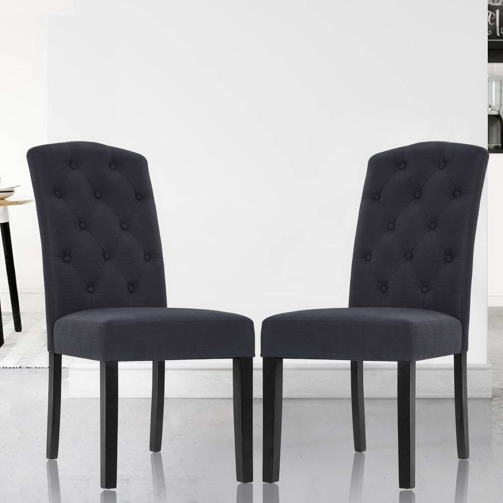 Artiss Dining Chairs Set of 2 Linen Parsons Chair Dark Grey-6