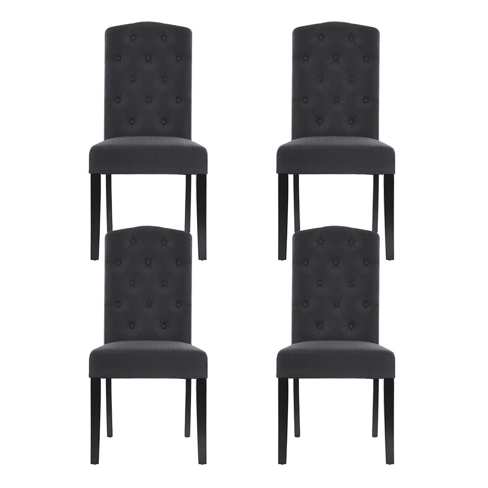 Artiss Dining Chairs Set of 4 Linen Parsons Chair Dark Grey-2