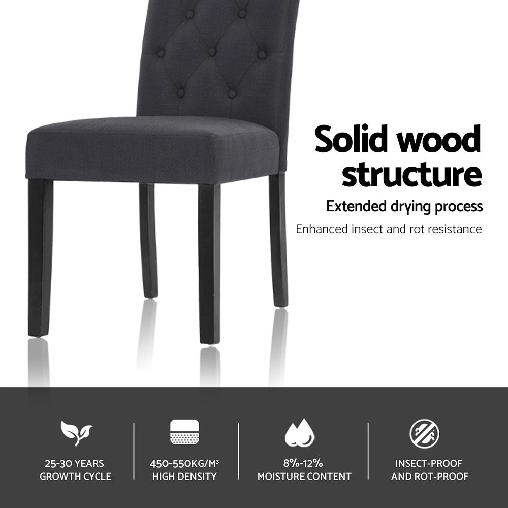 Artiss Dining Chairs Set of 4 Linen Parsons Chair Dark Grey-4