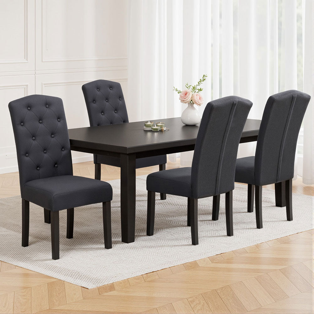 Artiss Dining Chairs Set of 4 Linen Parsons Chair Dark Grey-6