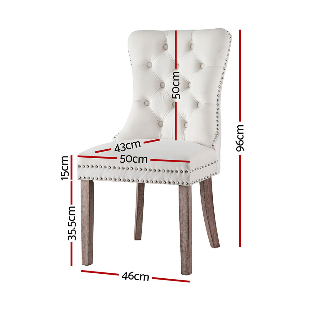 1 Set of 4 Artiss Dining Chairs Beige Velvet-1