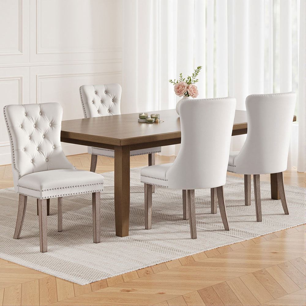 1 Set of 4 Artiss Dining Chairs Beige Velvet-6