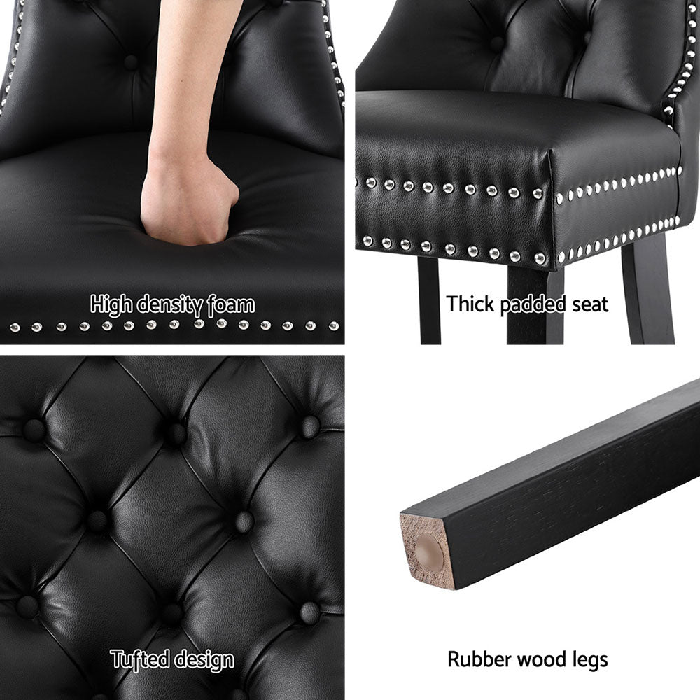 1 Set of 4 Artiss Dining Chairs Black Leather-5