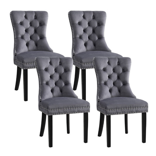 1 Set of 4 Artiss Dining Chairs Grey Velvet-0