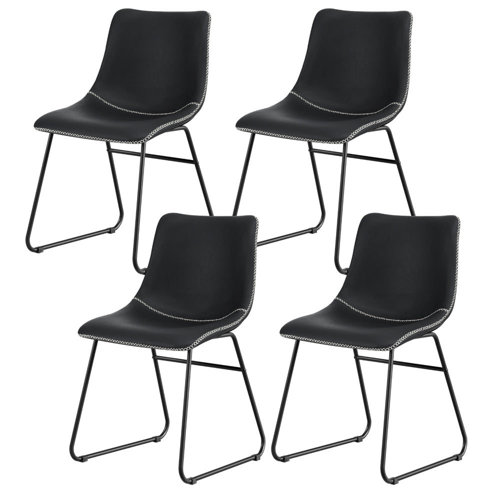 Artiss 4x Dining Chairs Retro PU Leather Kitchen Lounge Cafe Accent Chair Black-0