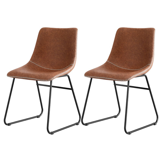 Artiss 2x Dining Chairs Retro PU Leather Kitchen Lounge Cafe Accent Chair Brown-0