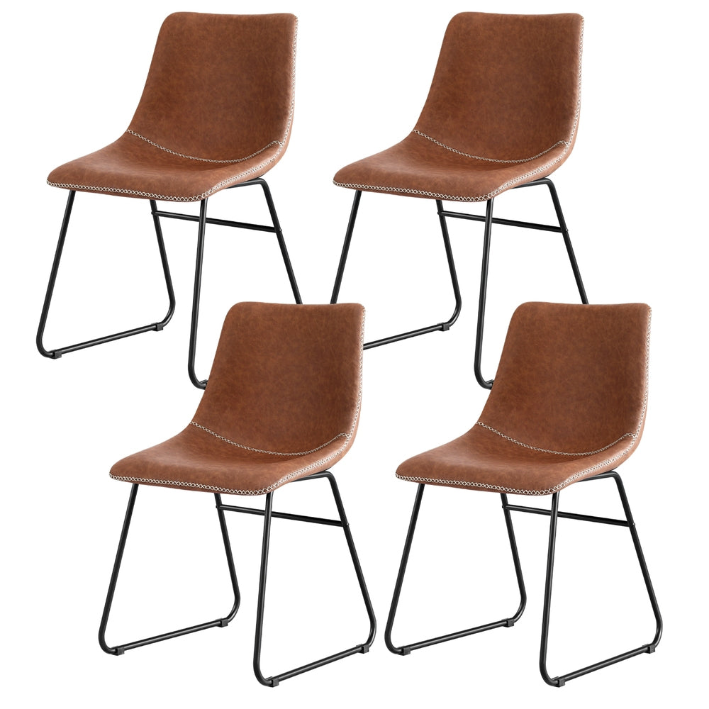Artiss 4x Dining Chairs Retro PU Leather Kitchen Lounge Cafe Accent Chair Brown-0