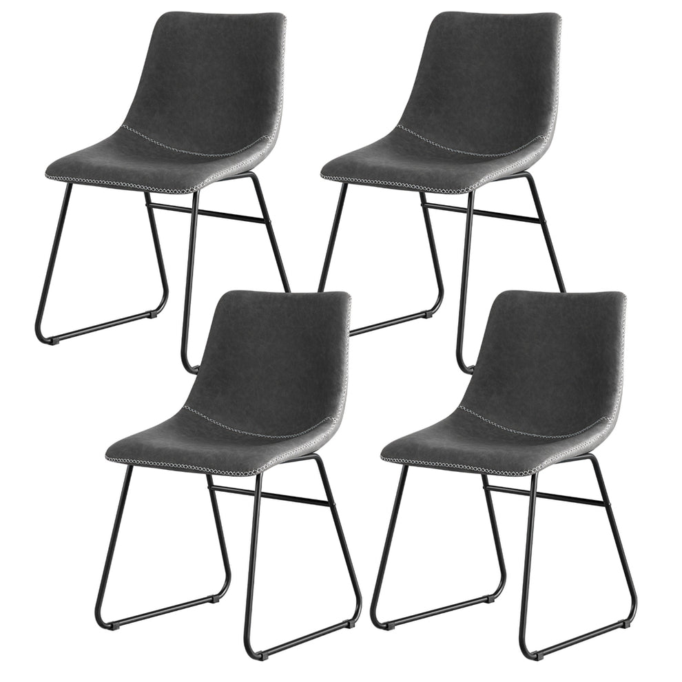 Artiss 4x Dining Chairs Retro PU Leather Kitchen Lounge Cafe Accent Chair Brown main image 0