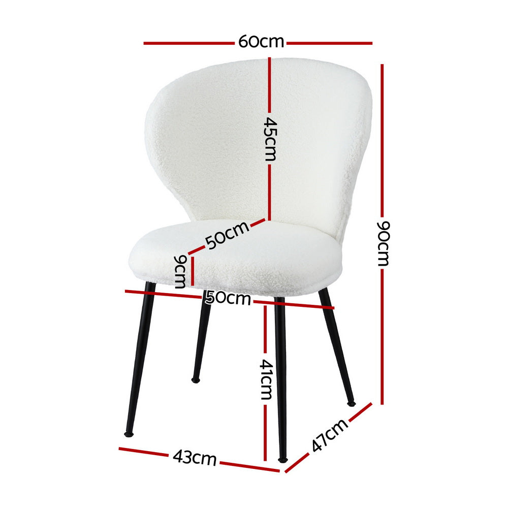 Artiss 2x Dining Chairs Sherpa Boucle Wing Back White-1