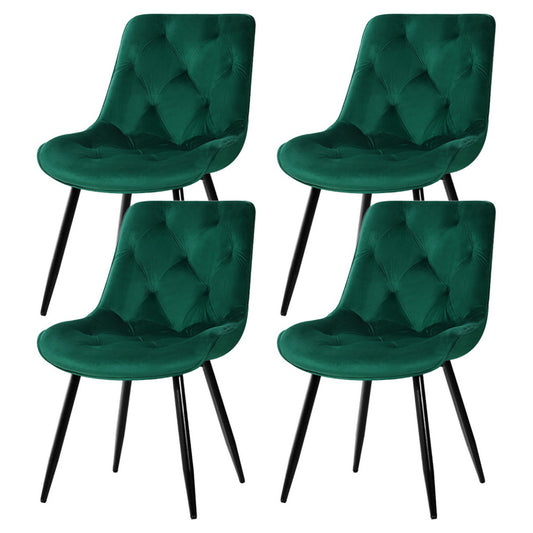 Artiss Dining Chairs Set of 4 Velvet Diamond Tufted Green-0