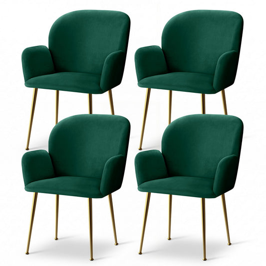 Artiss Dining Chairs Set of 4 Velvet Armchair Green-0