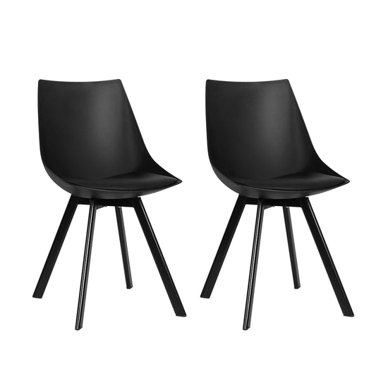 Artiss Dining Chairs Set of 2 PU Leather Plastic Metal Black-0