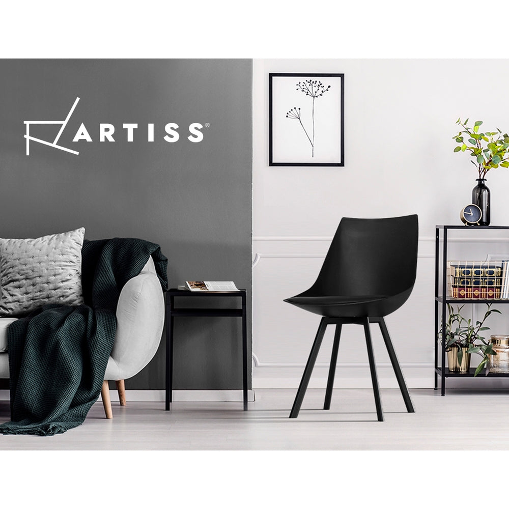 Artiss Dining Chairs Set of 2 PU Leather Plastic Metal Black-5