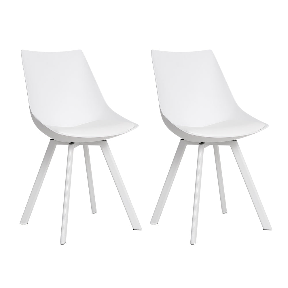 Artiss Dining Chairs Set of 2 PU Leather Plastic Metal White-2