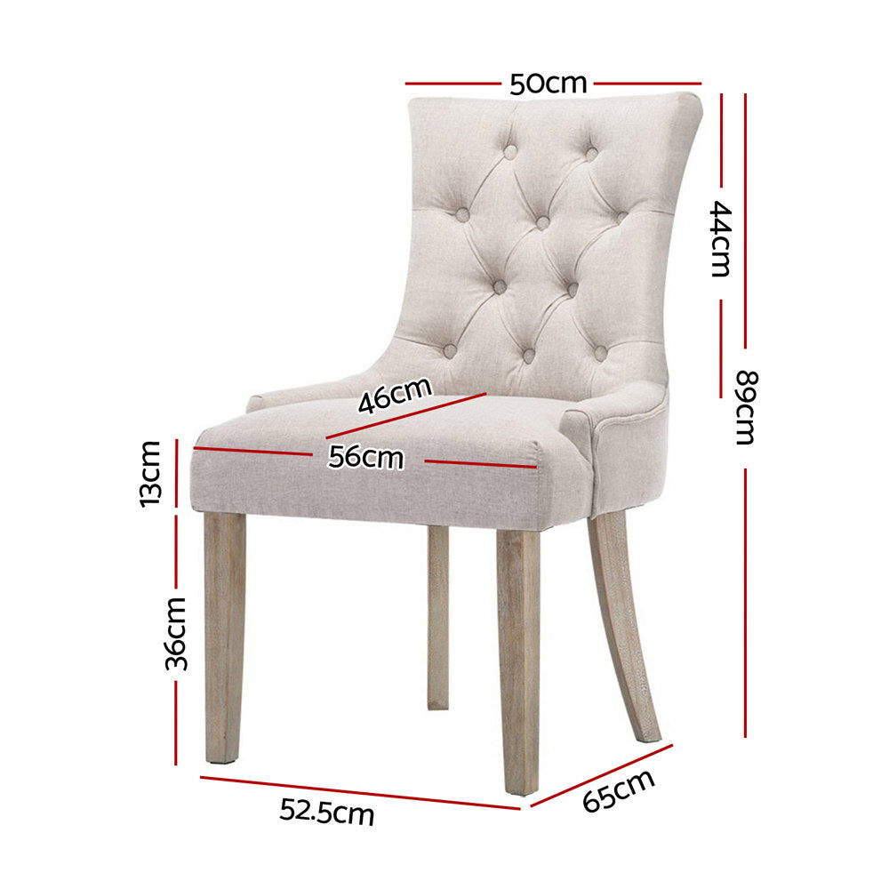 Artiss Dining Chairs Set of 2 Linen French Provincial Beige-1