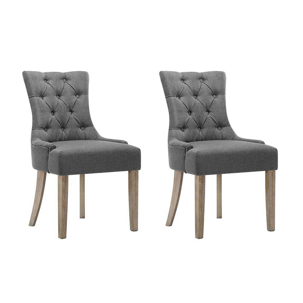 Artiss Dining Chairs Set of 2 Linen French Provincial Grey-0