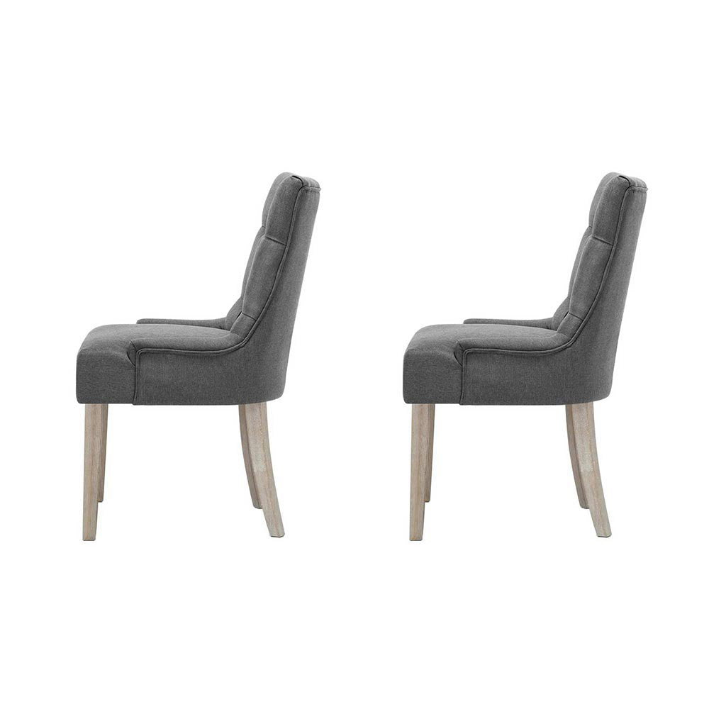 Artiss Dining Chairs Set of 2 Linen French Provincial Grey-2