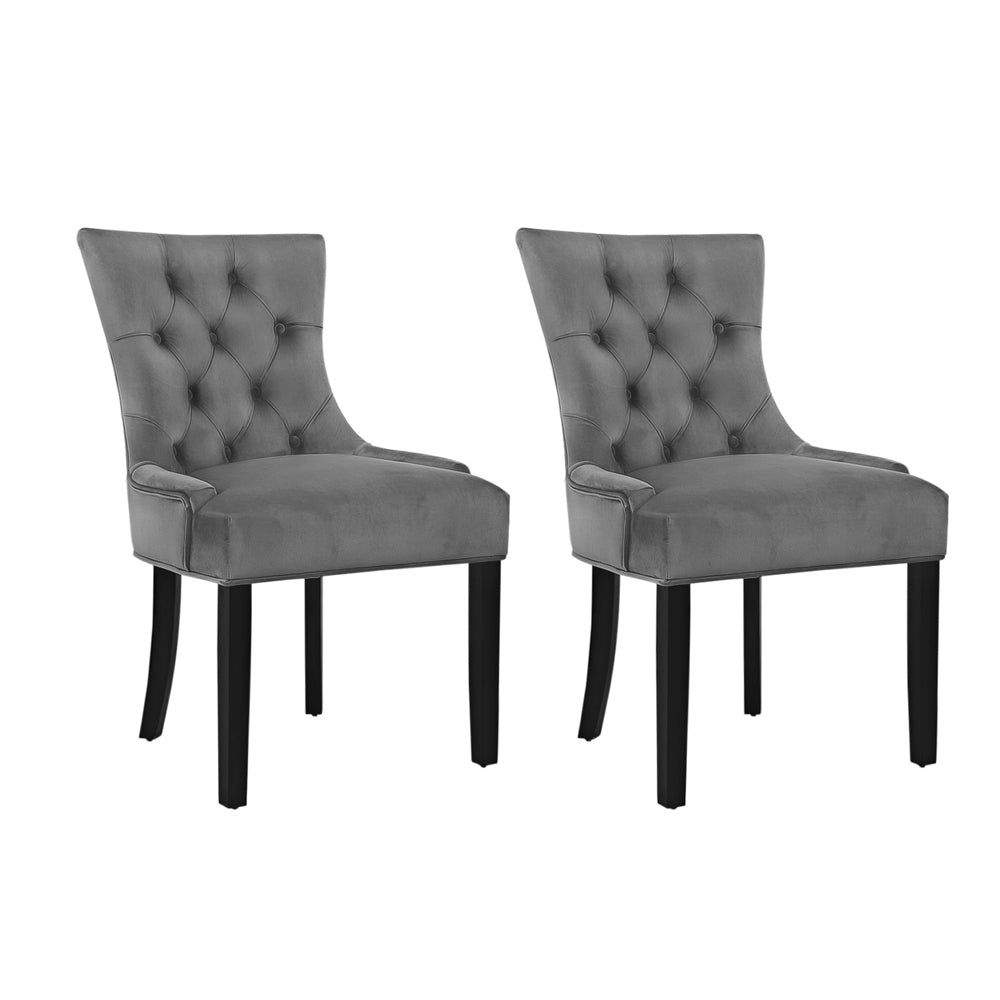 Artiss Dining Chairs Set of 2 Velvet French Provincial Grey-0