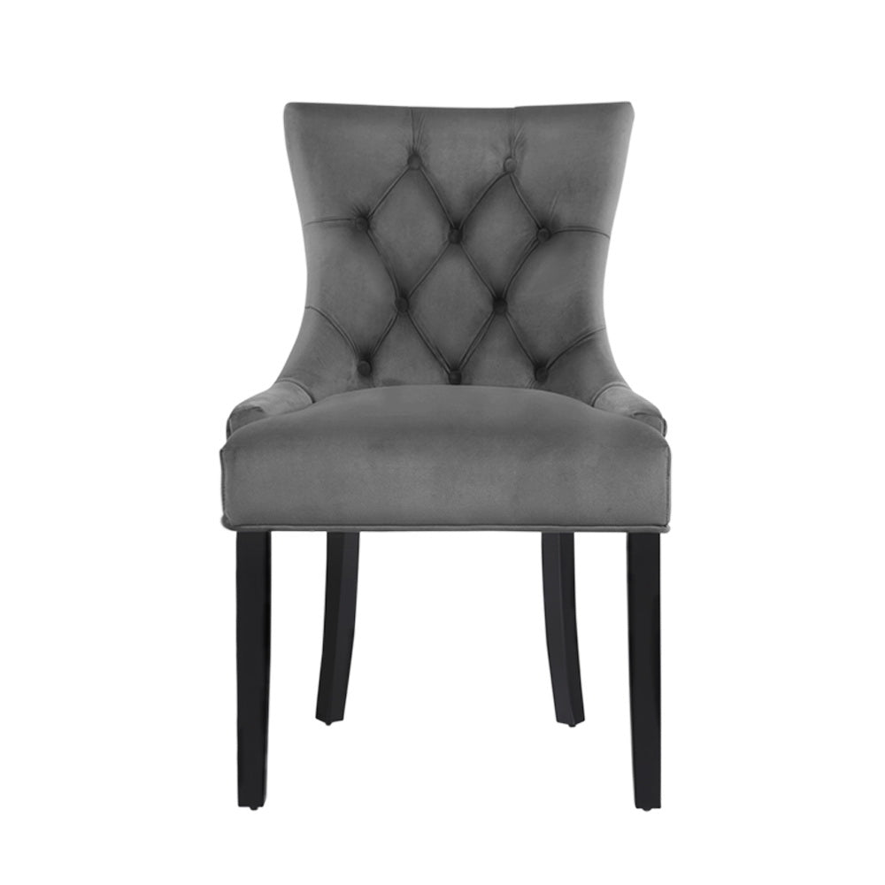 Artiss Dining Chairs Set of 2 Velvet French Provincial Grey-2